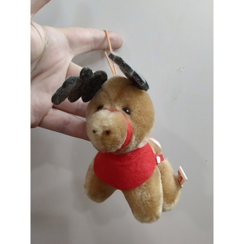 Vintage 1985 McDonalds Coca Cola Plush Reindeer Christmas Tree Ornament A11